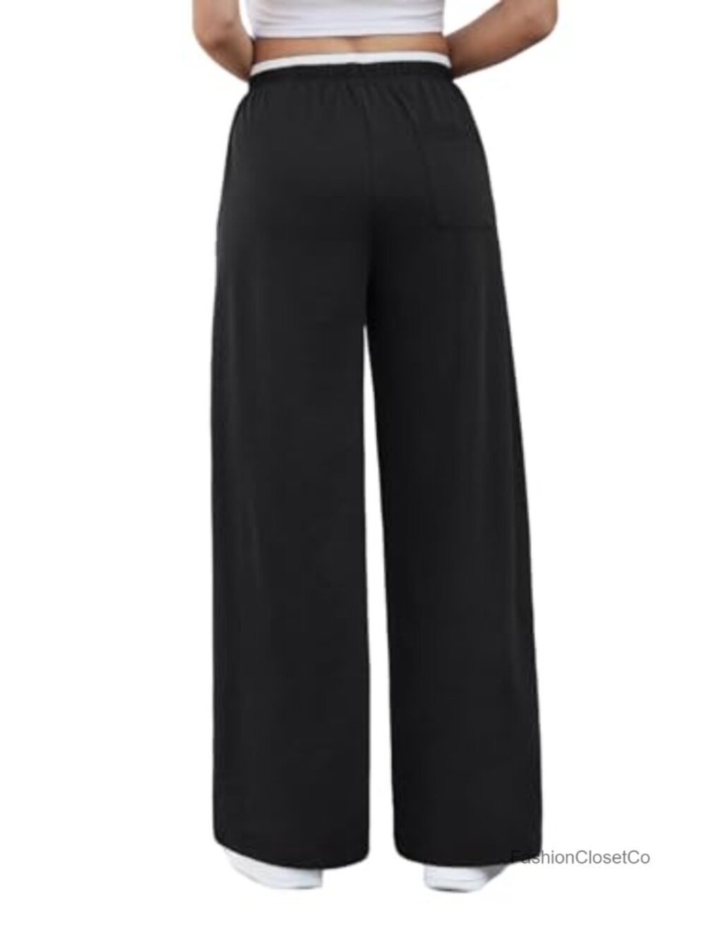 Women's Wide-Leg Track Pants Lightweight High Stretch Polyester Blend - Picture 3 of 5